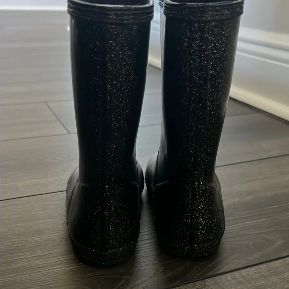 Hunter Kids Black Glitter Rain Boots
